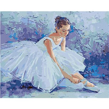

Baletka zavazující si své baletní špičky, 80×100 cm, vypnuté plátno na rám