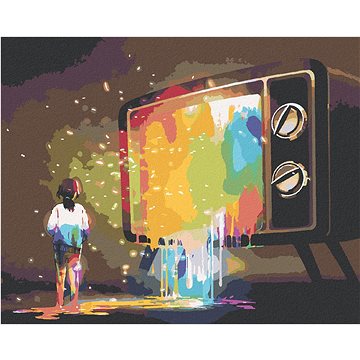 

Barevné světlo z televize, 80×100 cm, vypnuté plátno na rám