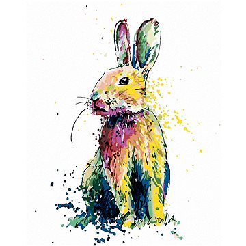 

Barevný králík, 40×50 cm, vypnuté plátno na rám