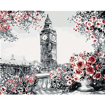 

Big Ben obklopený růžema, 40×50 cm, bez rámu a bez vypnutí plátna