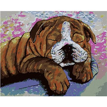 

Buldoček v kravím převleku, 40×50 cm, vypnuté plátno na rám