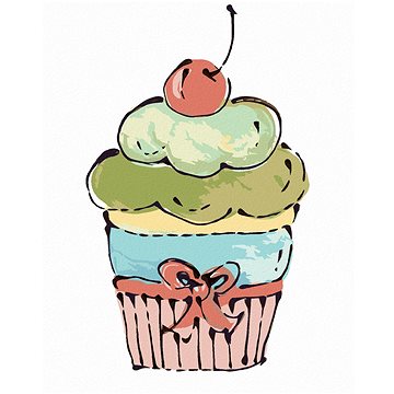 

Cupcake s růžovou třešní (Haley Bush), 40×50 cm, vypnuté plátno na rám