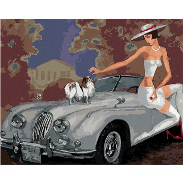 

Dáma se psem na kabrioletu, 80×100 cm, bez rámu a bez vypnutí plátna