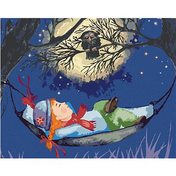 

Dívka v houpací síti, 40×50 cm, vypnuté plátno na rám