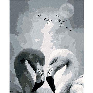 

Dva plameňáci pod měsícem, 80×100 cm, bez rámu a bez vypnutí plátna