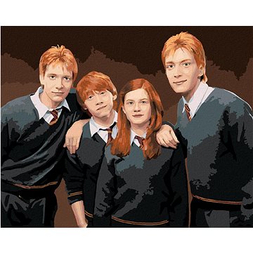 

Fred, George, Ron a Ginny Weasleyovi (Harry Potter), 40×50 cm, bez rámu a bez vypnutí plátna
