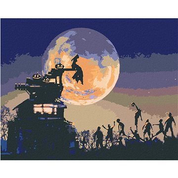 

Halloween při úplńku měsíce, 80×100 cm, vypnuté plátno na rám