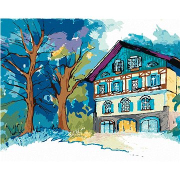 

Horská chata uprostřed lesa, 40×50 cm, bez rámu a bez vypnutí plátna