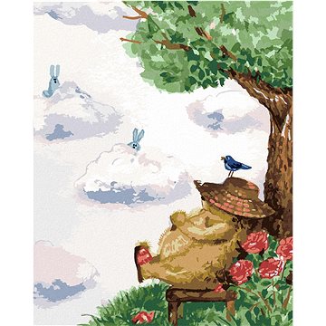 

Ježek odpočívající pod stromem, 40×50 cm, vypnuté plátno na rám