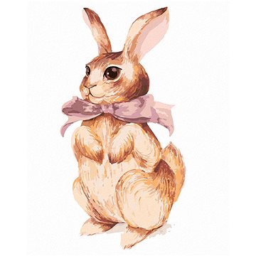 

Králík s růžovou mašličkou, 40×50 cm, vypnuté plátno na rám