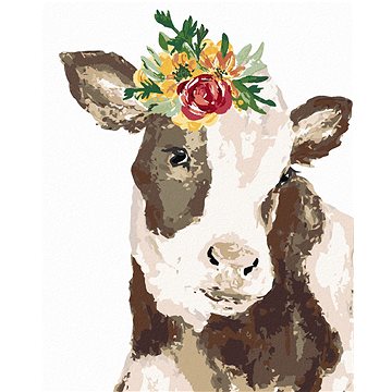 

Kráva s květinou (Haley Bush), 40×50 cm, vypnuté plátno na rám