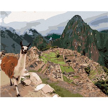 

Lama a machu picchu, 40×50 cm, bez rámu a bez vypnutí plátna