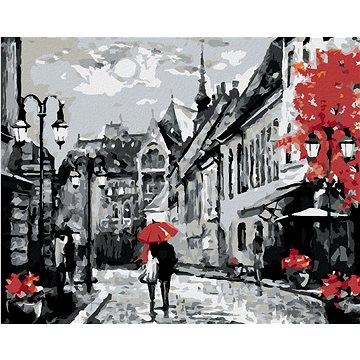 

Lidé pod deštníkem v Budapešti, 80×100 cm, vypnuté plátno na rám