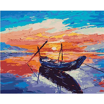 

Malá rybářská loďka, 40×50 cm, vypnuté plátno na rám