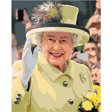 

Mávající královna Alžběta II., 40×50 cm, vypnuté plátno na rám