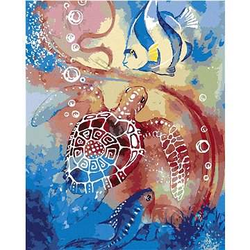 

Mořská želva a ryby, 40×50 cm, bez rámu a bez vypnutí plátna