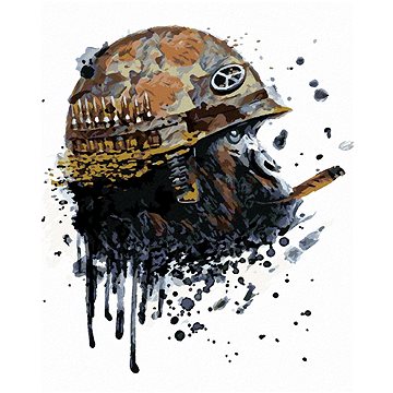 

Opice vojákem, 80×100 cm, vypnuté plátno na rám