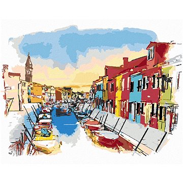 

Ostrov Burano v Benátkách, 80×100 cm, vypnuté plátno na rám
