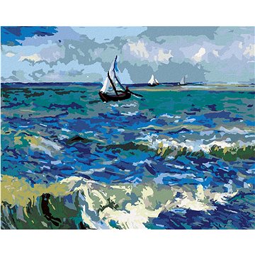 

Plachetnice a malované moře, 40×50 cm, bez rámu a bez vypnutí plátna