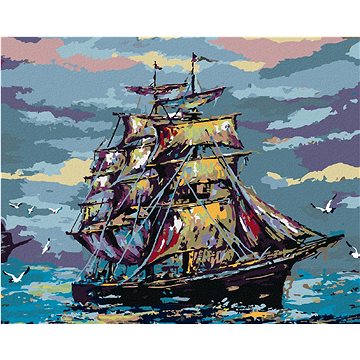 

Plachetnice v barevných tónech, 80×100 cm, vypnuté plátno na rám