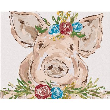 

Prase s květinami 2 (Haley Bush), 80×100 cm, bez rámu a bez vypnutí plátna