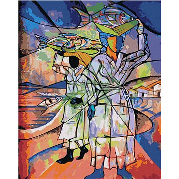 

Prodejci ryb, 80×100 cm, bez rámu a bez vypnutí plátna