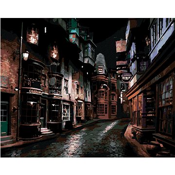 

Příčná ulice v noci (Harry Potter), 40×50 cm, vypnuté plátno na rám