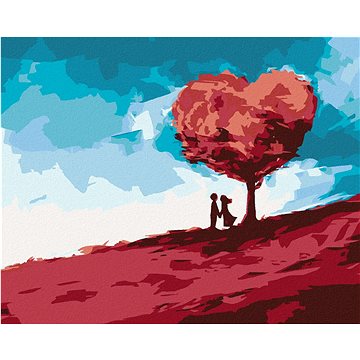 

Pusa pod stromem ve tvaru srdce, 40×50 cm, bez rámu a bez vypnutí plátna