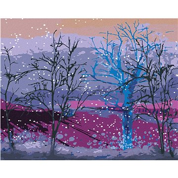 

Ranní snížek padající na stromy v lese, 80×100 cm, bez rámu a bez vypnutí plátna