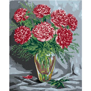 

Růžové pivoňky ve skleněné váze, 80×100 cm, vypnuté plátno na rám