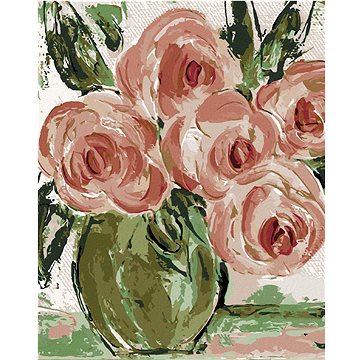

Růžové růže ve váze (Haley Bush), 40×50 cm, vypnuté plátno na rám