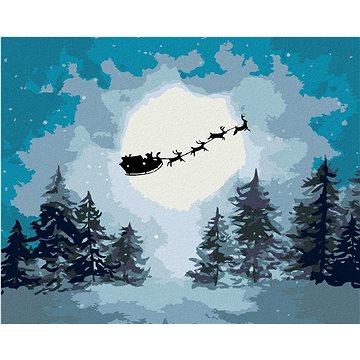 

Santa na saních, 40×50 cm, vypnuté plátno na rám