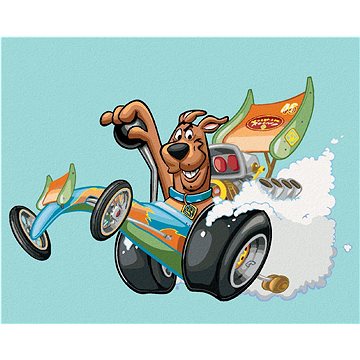 

Scooby a motokára (Scooby Doo), 40×50 cm, vypnuté plátno na rám