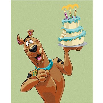 

Scooby s narozeninovým dortem (Scooby Doo), 40×50 cm, vypnuté plátno na rám