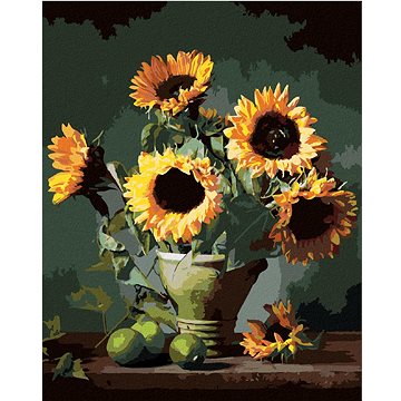 

Slunečnice a limetky, 40×50 cm, vypnuté plátno na rám