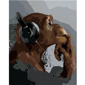 

Šimpanz poslouchající hudbu, 80×100 cm, vypnuté plátno na rám