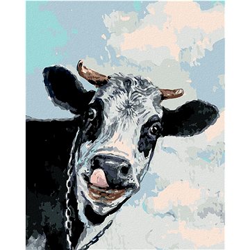 

Šťastná kráva, 40×50 cm, vypnuté plátno na rám