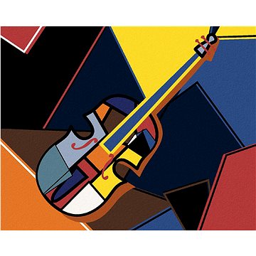 

Violoncello v kubickém stylu, 40×50 cm, bez rámu a bez vypnutí plátna