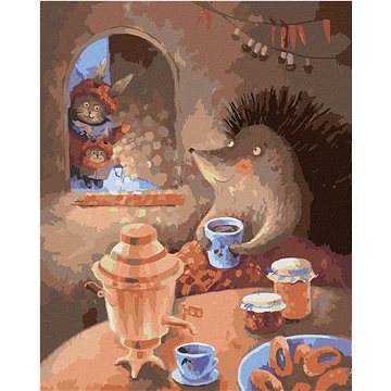 

Zajíc přišel za ježkem, 40×50 cm, vypnuté plátno na rám