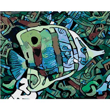

Zelená abstraktní ryba, 40×50 cm, vypnuté plátno na rám