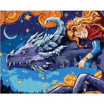 

Zlatovláska spící na drakovi, 80×100 cm, bez rámu a bez vypnutí plátna
