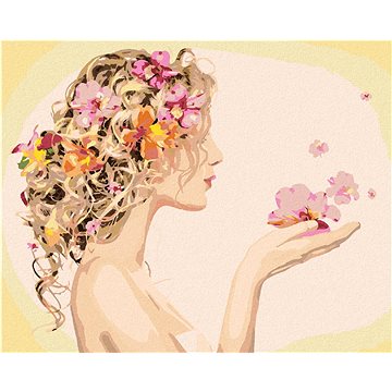 

Žena a její účes s květinami, 40×50 cm, bez rámu a bez vypnutí plátna