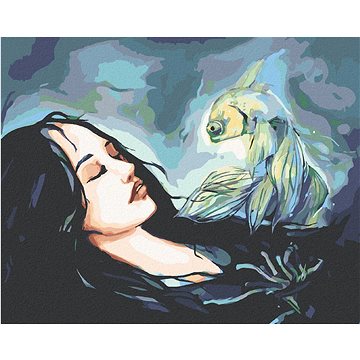 

Žena a rybka, 80×100 cm, bez rámu a bez vypnutí plátna