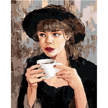 

Žena s kávou, 40×50 cm, bez rámu a bez vypnutí plátna