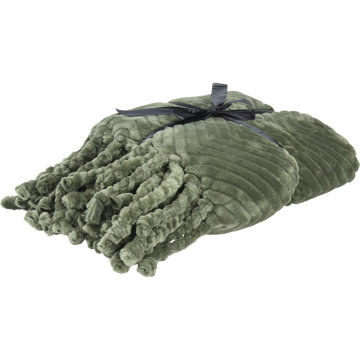 

Home Styling Collection Deka boho s třásněmi, 100 % polyester, 130 × 160 cm, zelená