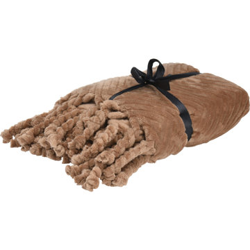 

Home Styling Collection Deka boho s třásněmi, 100 % polyester, 130 × 160 cm, béžová