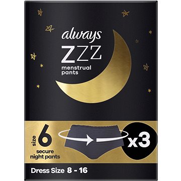 

ALWAYS ZZZs jednorázové noční menstruační spodní prádlo 3 ks