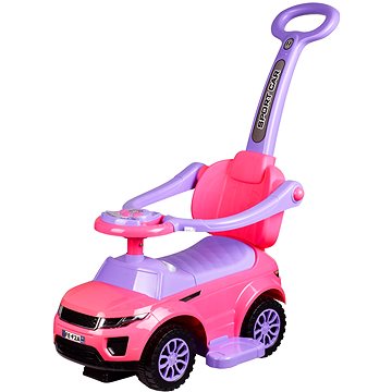

Mamido Sport Car s vodící tyčí 3v1 gumová kola, růžové