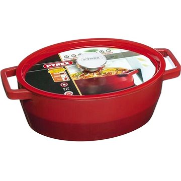 

Pyrex Slow Cook Kastrol s pokličkou oválný 4 l, červený