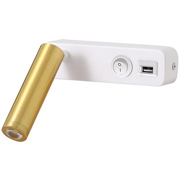 

IMMAX GOAL USB + vypínač, LED, 3W, bílá/zlatá